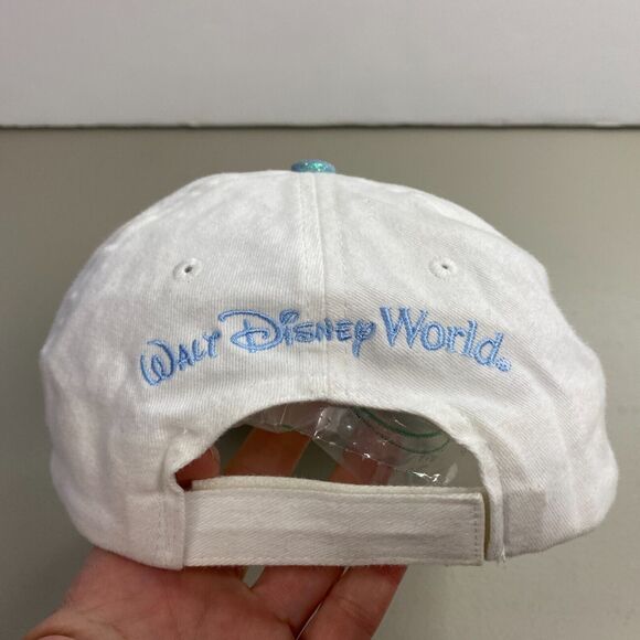 Disney Hat Cap Strap Back Tinkerbell Peter Pan Girls Kids Youth White Glitter - Picture 5 of 12